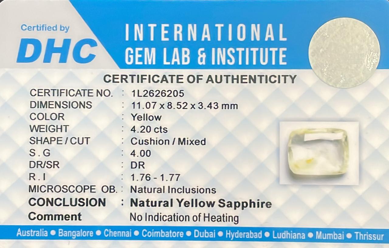 Natural Yellow Sapphire 4.20 cts