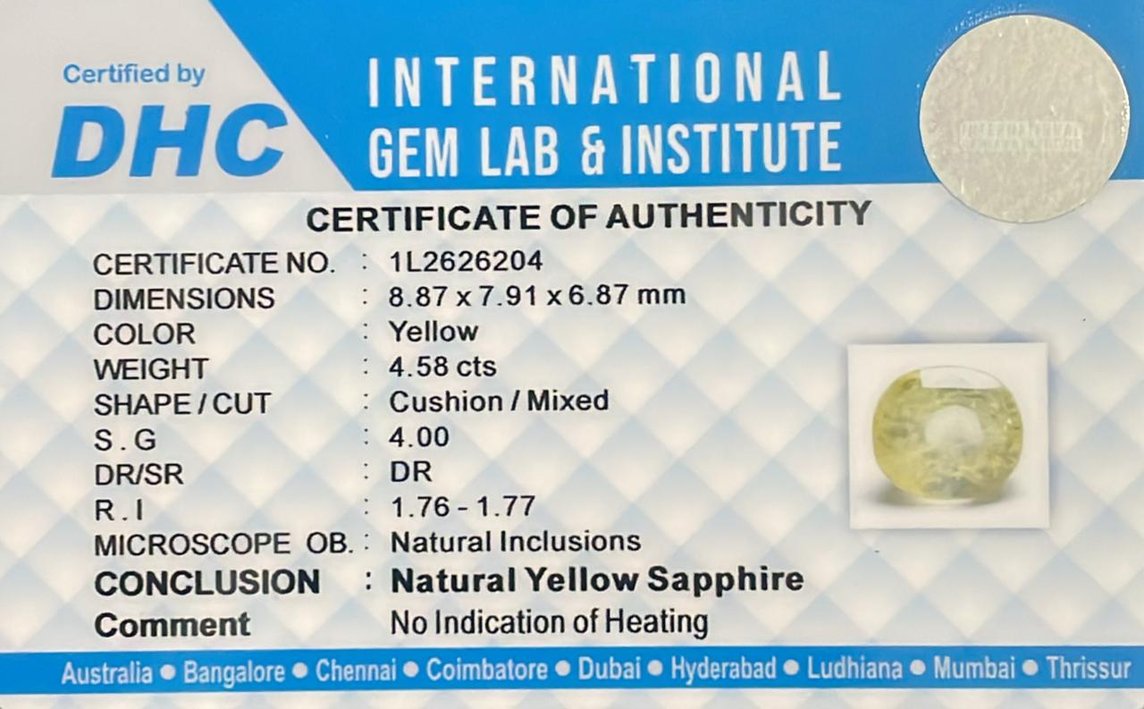 Natural Yellow Sapphire 4.58 cts