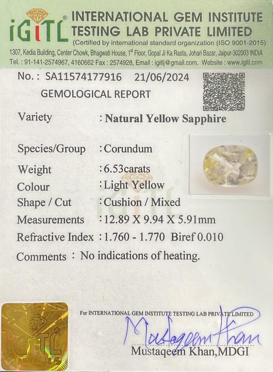 Natural Yellow Sapphire 6.53 cts