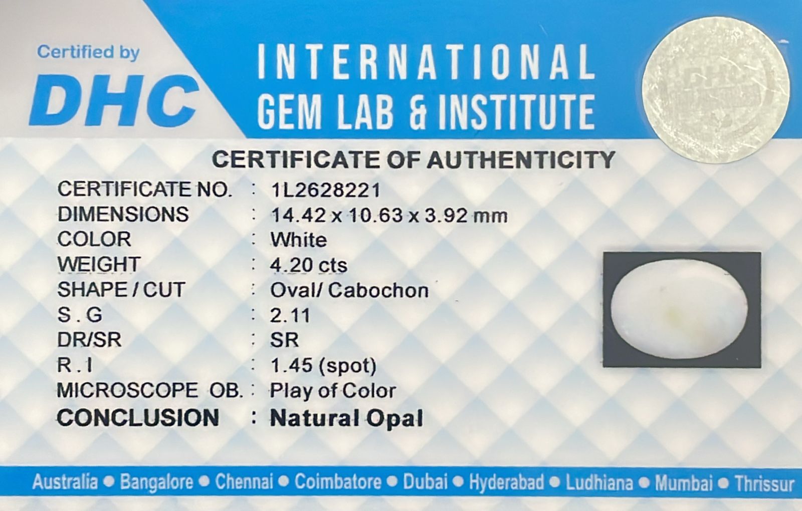 Natural Opal White 4.20 cts