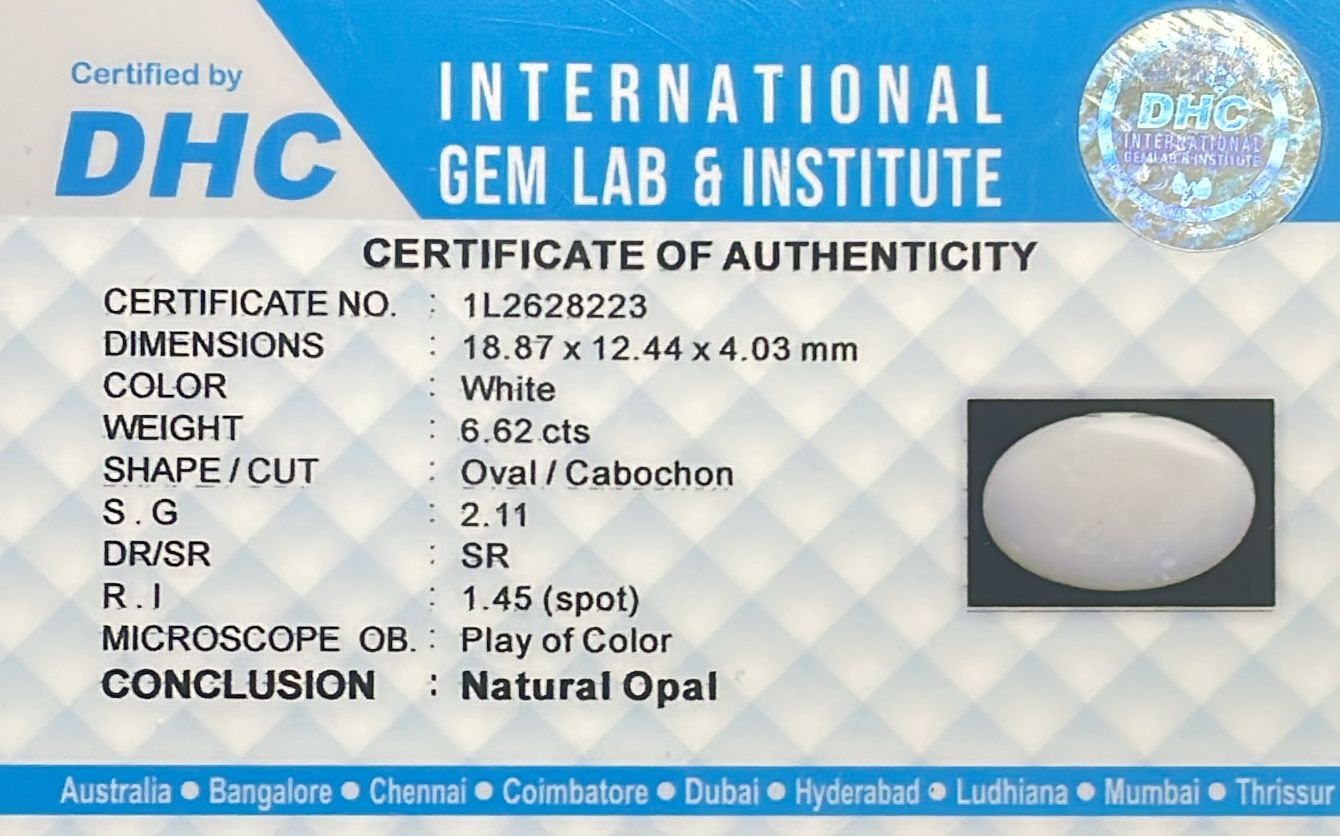 Natural Opal White 6.62 cts