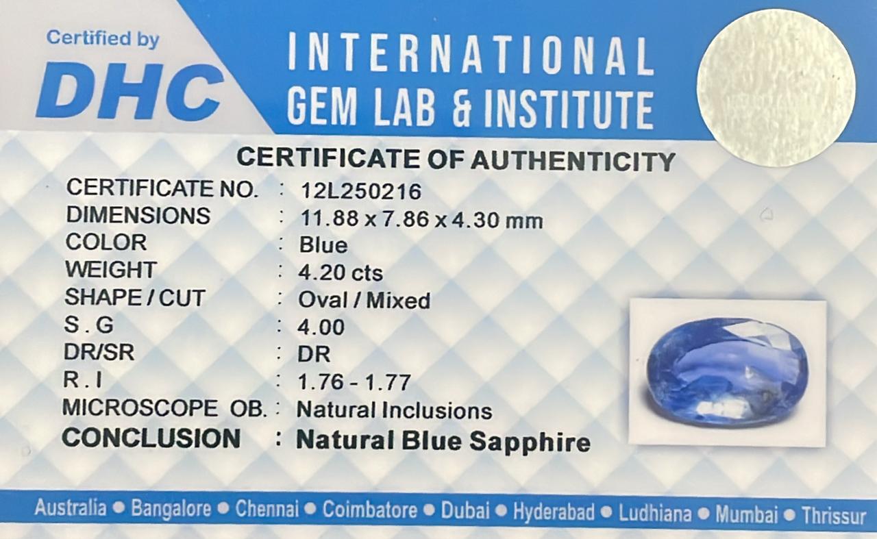 Natural Blue Sapphire 4.20 cts