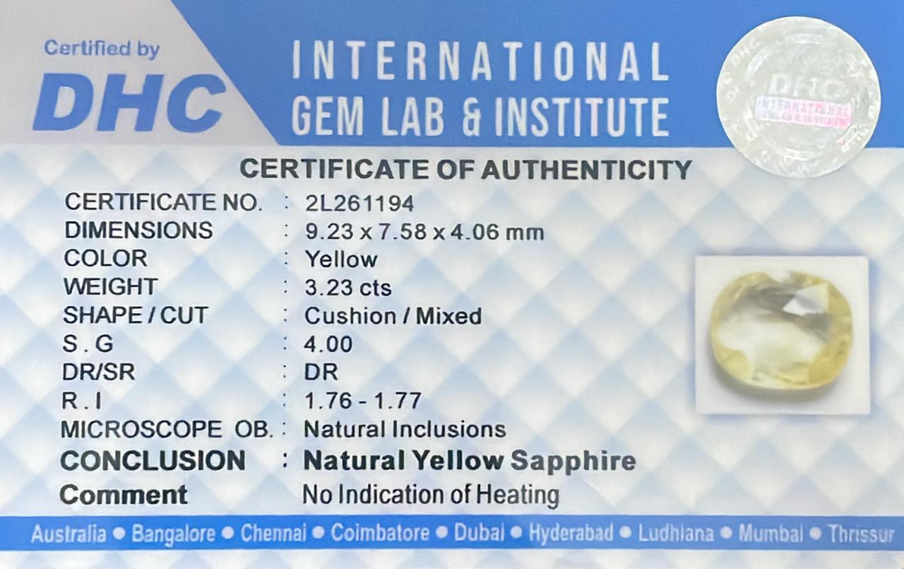 Natural Yellow Sapphire 3.23 cts