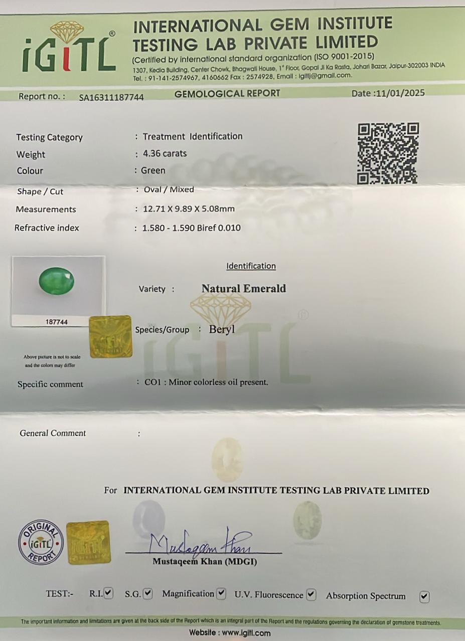 Natural Emerald 4.36 cts