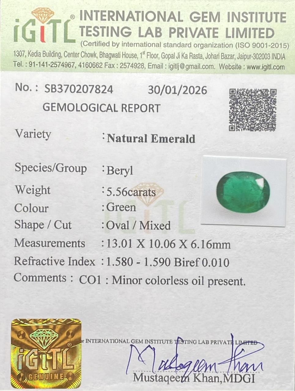 Natural Emerald 5.56 cts