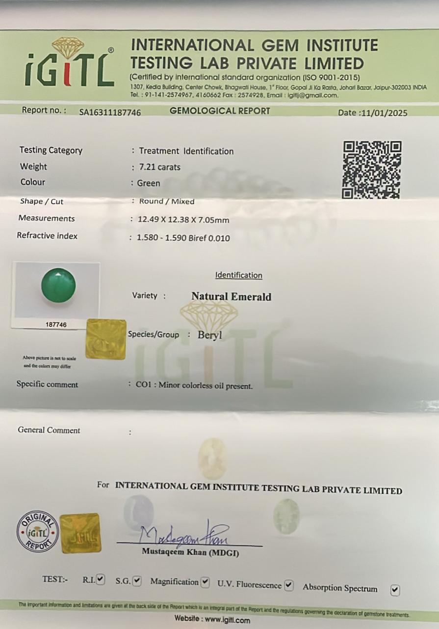 Natural Emerald 7.21 cts