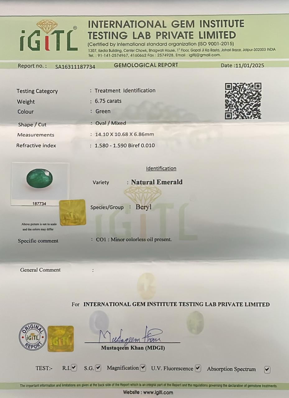Natural Emerald 6.75 cts