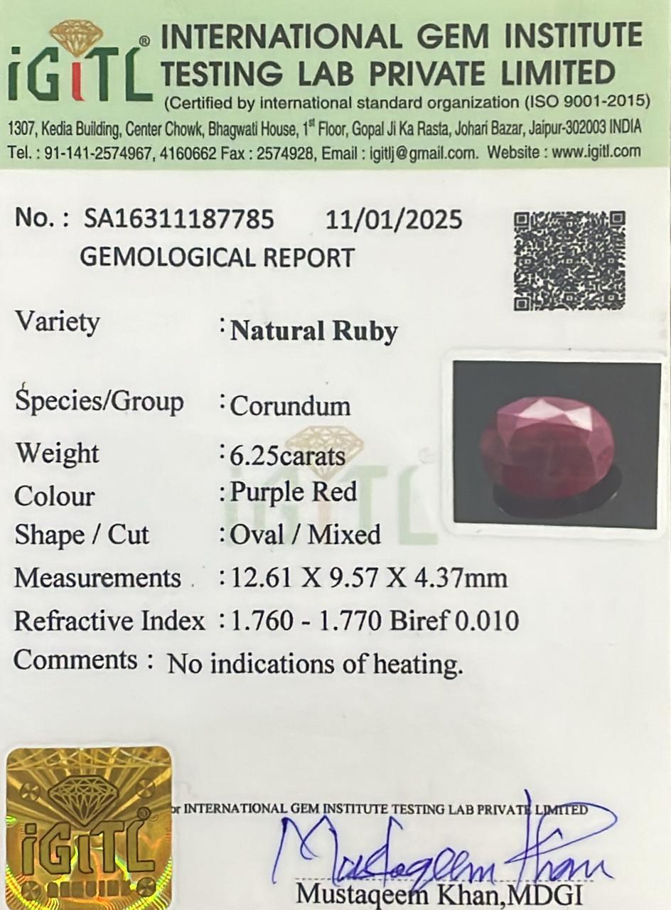 Natural Ruby 6.25 cts