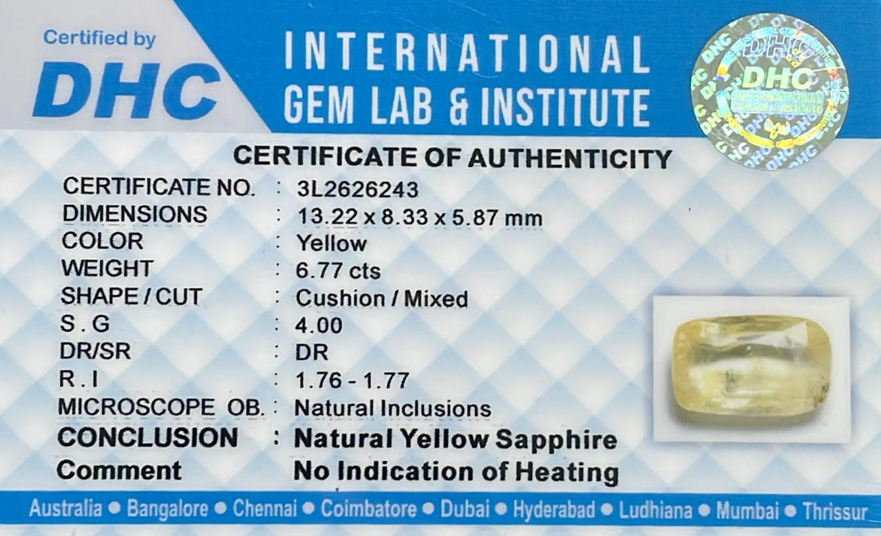 Natural Yellow Sapphire 6.77 cts