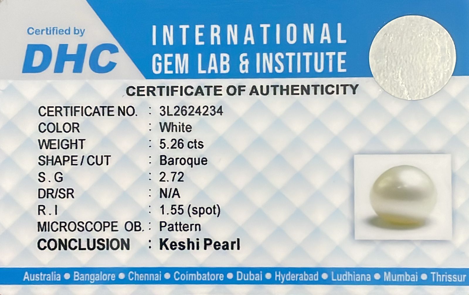 Natural Keshi Moti 5.26 cts