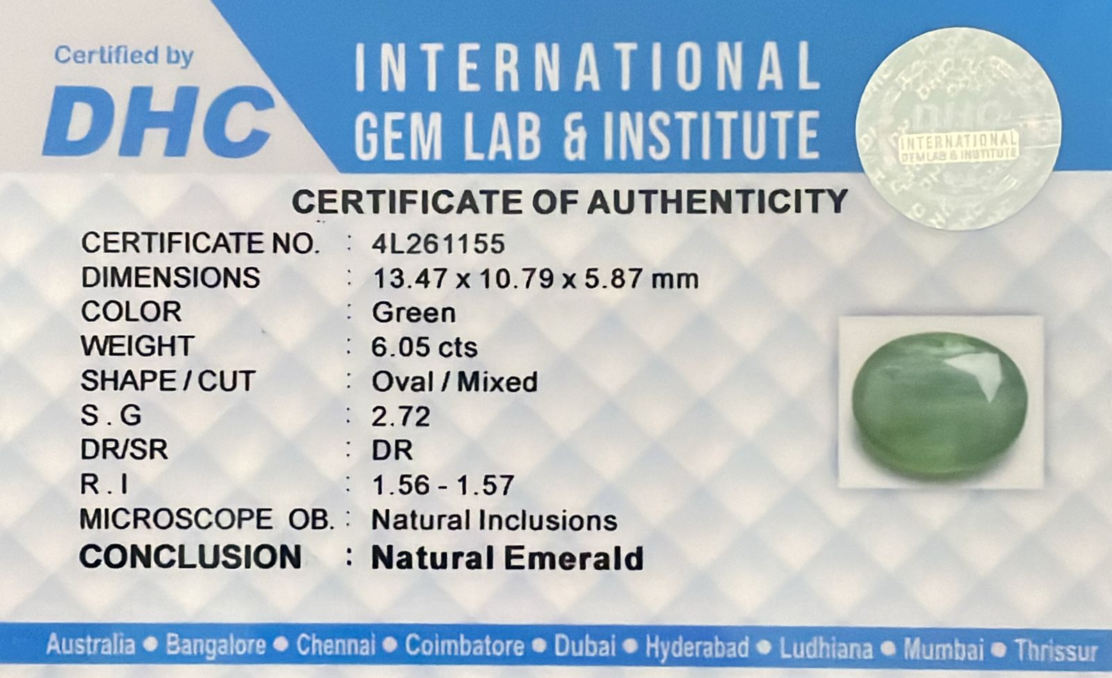 Natural Emerald 6.10 cts